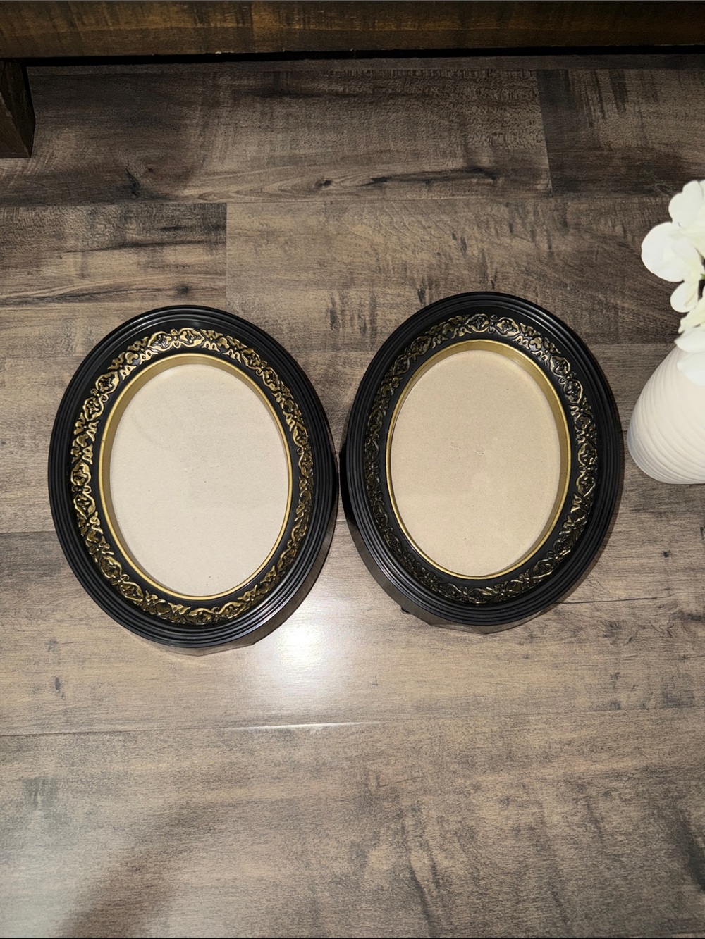 Disneyland Silhouette Portrait Black and Gold Oval Wall Frames - Set of 2